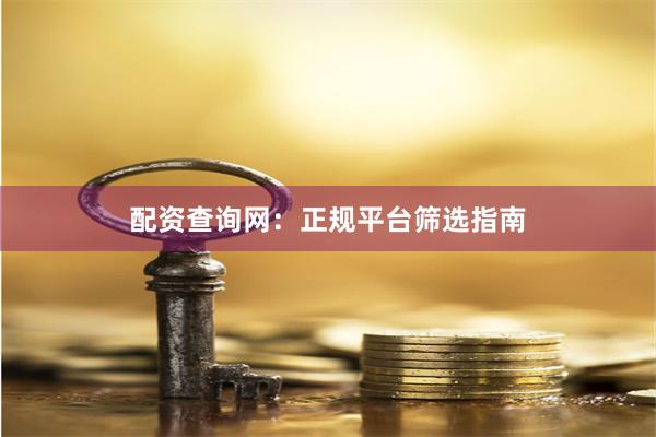 配资查询网：正规平台筛选指南